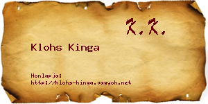 Klohs Kinga névjegykártya